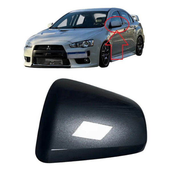 Capa Retrovisor Esquerdo Motorista Lancer 2008 A 2014 Cinza-escuro