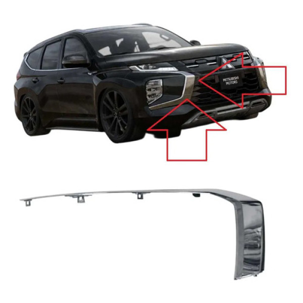 Moldura Cromado Para-choque Farol Direito Pajero Sport 2025 Cromado
